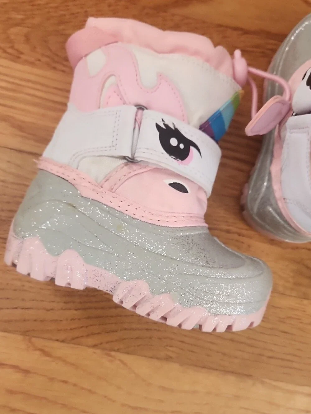 Cat & Jack Pink Unicorn Glitter Rain & Snow Boots with Rainbow Ears